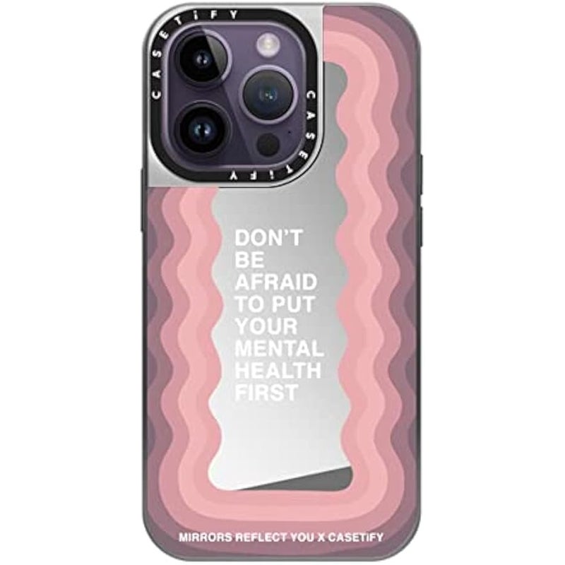 Casetify Mirror Case for iPhone 14 Pro Compatible with Magsafe - Don't Be Afraid by Mirrors Reflect You - Silver on Silver - Image 1