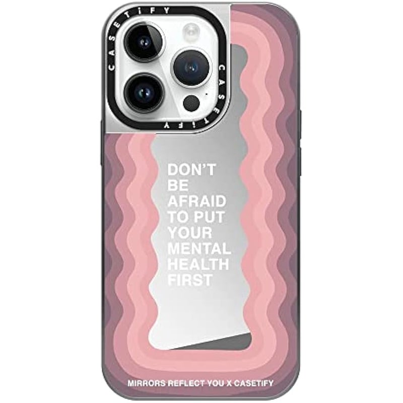 Casetify Mirror Case for iPhone 14 Pro Compatible with Magsafe - Don't Be Afraid by Mirrors Reflect You - Silver on Silver - Image 2