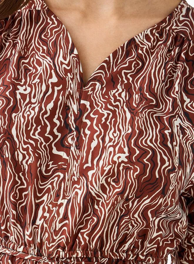 Splash FAV Cassie Printed Off Shoulder Women Dress with Tie-Ups
