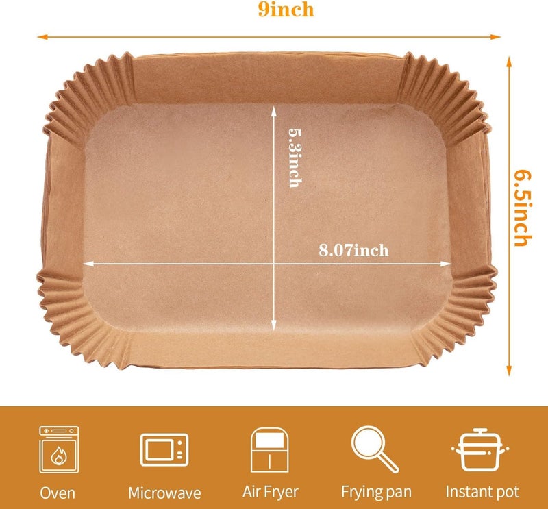 Ecfvtp Air Fryer Disposable Paper Liner, 100PCS Food Grade Parchment Liners for Ninja DZ201,Ninja Foodi Dual Air Fryer Accessories Baking Paper (9 * 6, Natural) - Image 4