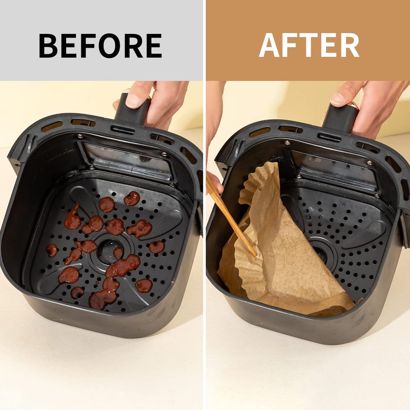 Ecfvtp Air Fryer Disposable Paper Liner, 100PCS Food Grade Parchment Liners for Ninja DZ201,Ninja Foodi Dual Air Fryer Accessories Baking Paper (9 * 6, Natural) - Image 2