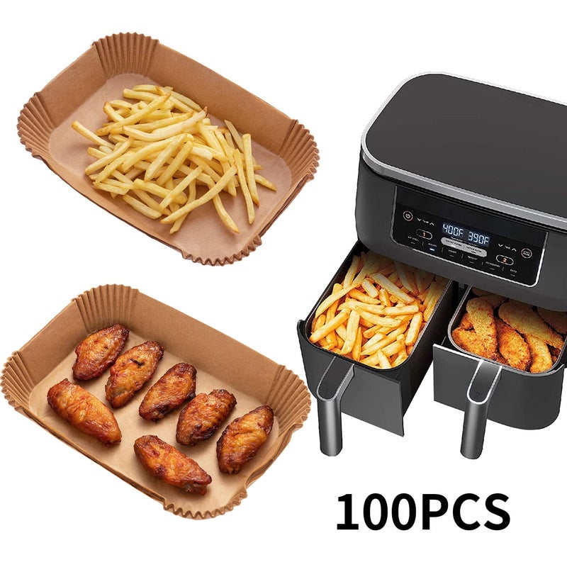 Ecfvtp Air Fryer Disposable Paper Liner, 100PCS Food Grade Parchment Liners for Ninja DZ201,Ninja Foodi Dual Air Fryer Accessories Baking Paper (9 * 6, Natural) - Image 5