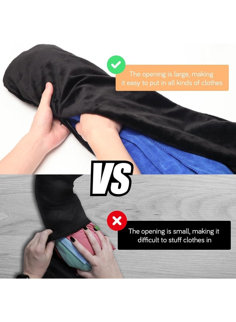 وسادة سفر قابلة للحشو – وسادة رقبة ناعمة ومخملية للسفر، قابلة للتعديل وتستخدم لتخزين الملابس – تتسع لاحتياجات 3 أيام، مثالية للسيارة أو الطائرة أو القطار، بدون حشو داخلي - Image 3