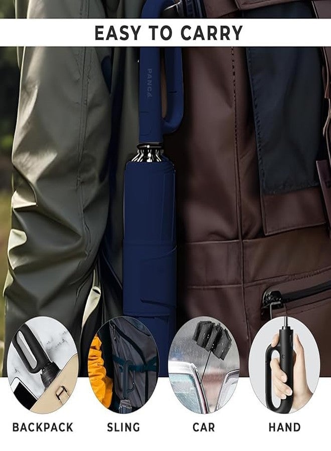TUPERMAR Umbrella with Carabiner Handle, Windproof Umbrellas For Rain and Sun, Portable Reverse Folding UV Umbrella, Car for Women Men - Image 5