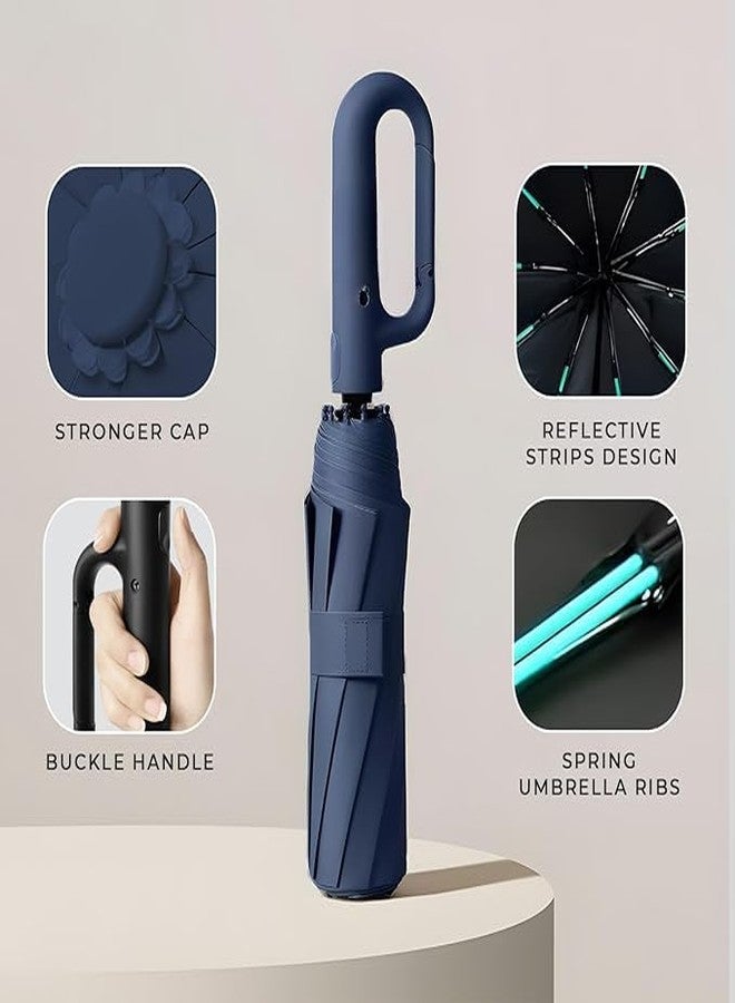TUPERMAR Umbrella with Carabiner Handle, Windproof Umbrellas For Rain and Sun, Portable Reverse Folding UV Umbrella, Car for Women Men - Image 4
