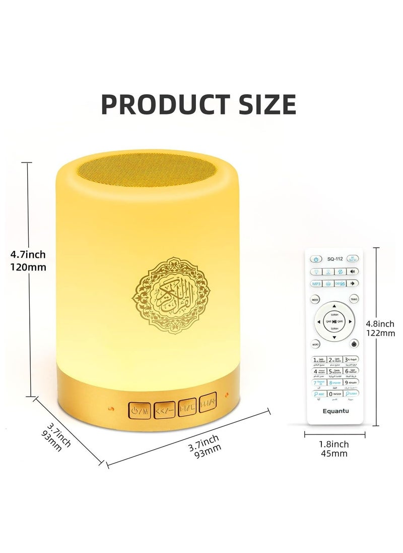 Quran Speaker Touch Lamp - Smart Touch Lamp Portable Bluetooth Speaker Bedside Lamp, 14 Translations 18 Reciters AZAN Speaker with APP Control, 7 Color Changeable Night Lights SQ112