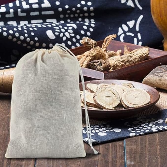 بوليفياز أكياس التوابل للطهي، 30 قطعة، أكياس موسلين مقاس 4×6 بوصة مع رباط، أكياس فلتر الشاي، أكياس من القماش القطني للتصفية، أكياس قطنية طبيعية قابلة لإعادة الاستخدام وأكياس أعشاب - Image 5