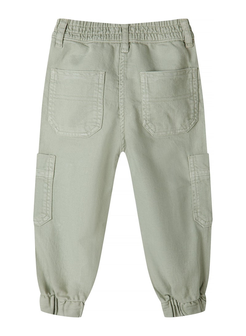 MINOTI Kids Girls Cargo Trousers with Elastic Waist and Side Pockets  - Image 2