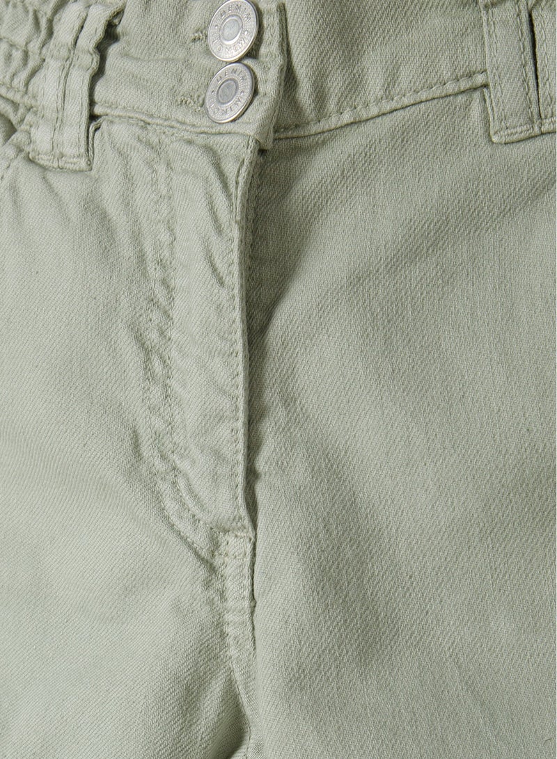 MINOTI Kids Girls Cargo Trousers with Elastic Waist and Side Pockets  - Image 3