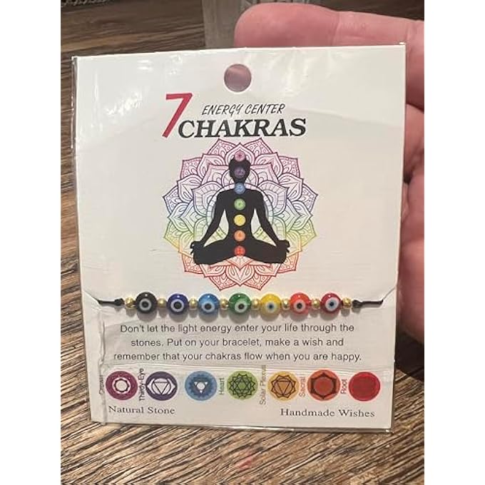 rayihni 7 Chakra Bracelet With Evil Eye Beads – Handmade Natural Stone Energy Bracelet For Protection, Balance & Positivity – Adjustable Unisex Jewelry Gift - Image 2