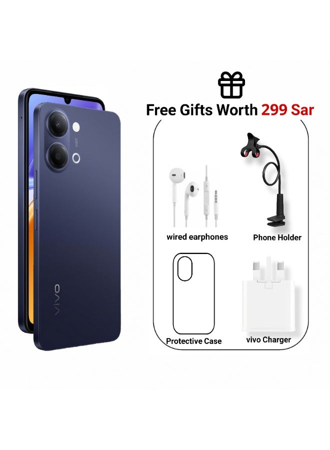 فيفو Y05 4G AI Dual SIM Black 4GB RAM 128GB With Exclusive Wired Earphones and Vivo Phone Holder And Protective Case And Charger In Box  - Middle East Version - Image 1