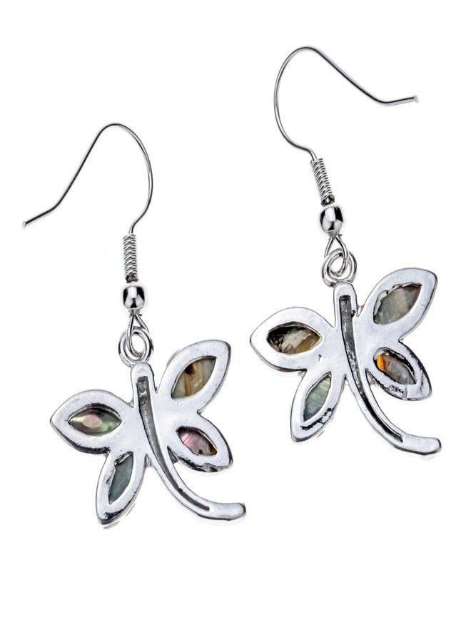 Szxc أقراط متدلية من صدفة أذن البحر الطبيعية بتصميم اليعسوب الجميل من Szxc Jewelry (أخضر) - Image 3
