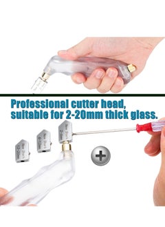 Excefore Glass Cutter Set, Pistol Grip Ergonomic Grip Tungsten Carbide Glass Cutting Tools with Oil Reservoir, 2-6 Mm Replaceable Cutting Heads Perfect for Glass Cutting  - Image 5