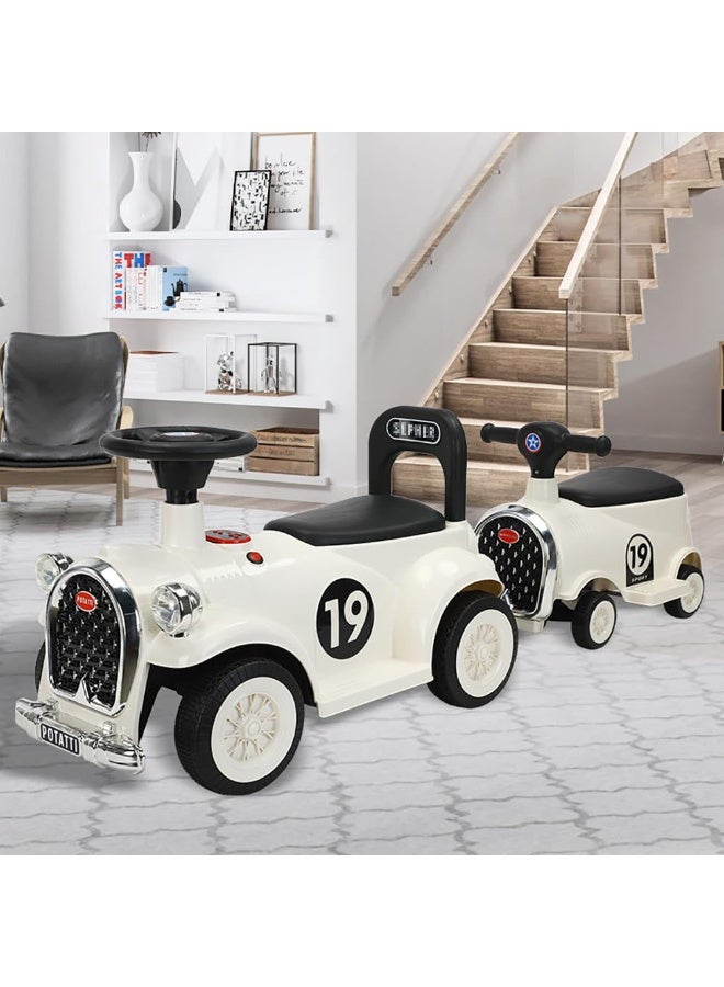 2 Seater Electric Ride On Car Kids Ride-On Toy Car Includes 1 Locomotive and 1 Detachable Carriage, Electric Baby Riding Toy with Music for Boys Girls 3+ - Image 3