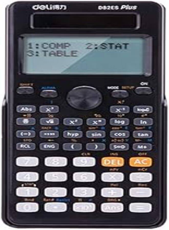 Deli Scientific Calculator - 256F-textbook display - Black - Dual power - ED82ES