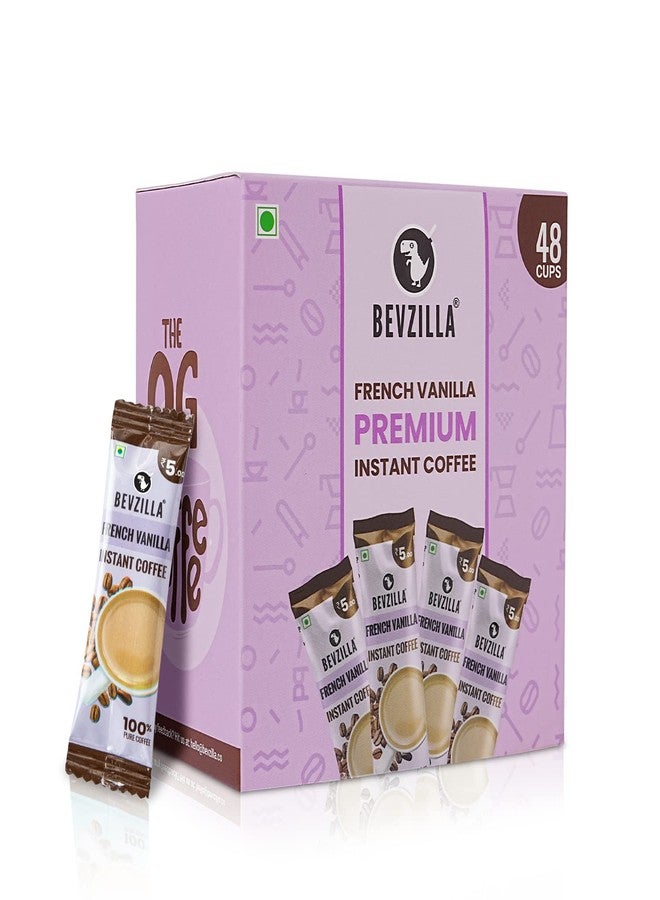 Bevzilla 48 Instant Coffee Powder Sachets (Vanilla) - 96 Grams|Hot & Cold Coffee|Makes 48 Cups|Strong Arabica Coffee|Easy To Carry|Best For Espresso, Latte, Cappuccino| Enjoy Hot & Cold Brews - Image 1