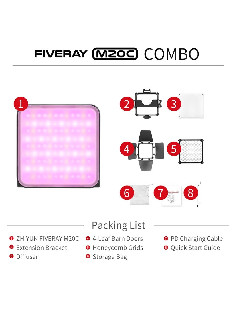 Zhiyun - Zhiyun FIVERAY M20C Combo [Official] 20W RGB Video Light Pocket Fill Light - Image 1