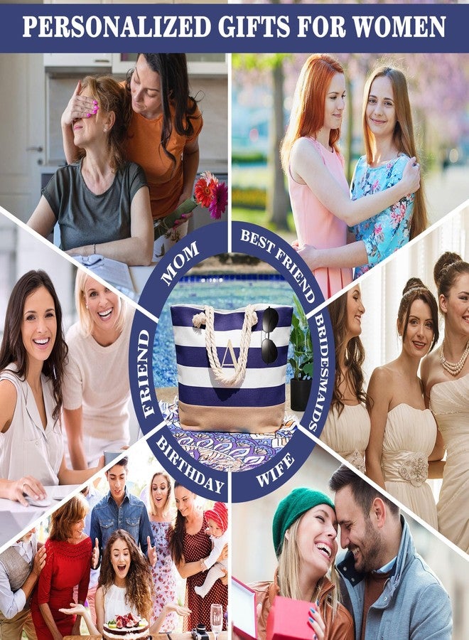 YOOLIFE حقائب شاطئ YOOLIFE للنساء - حقيبة شاطئ مزينة بحروف أولية، حقيبة سباحة، مستلزمات سفر أساسية، هدايا عيد ميلاد شخصية للنساء، هدية مثالية لصديقتها أو حبيبتها، هدية تخرج أو هدية عيد الأم. - Image 3