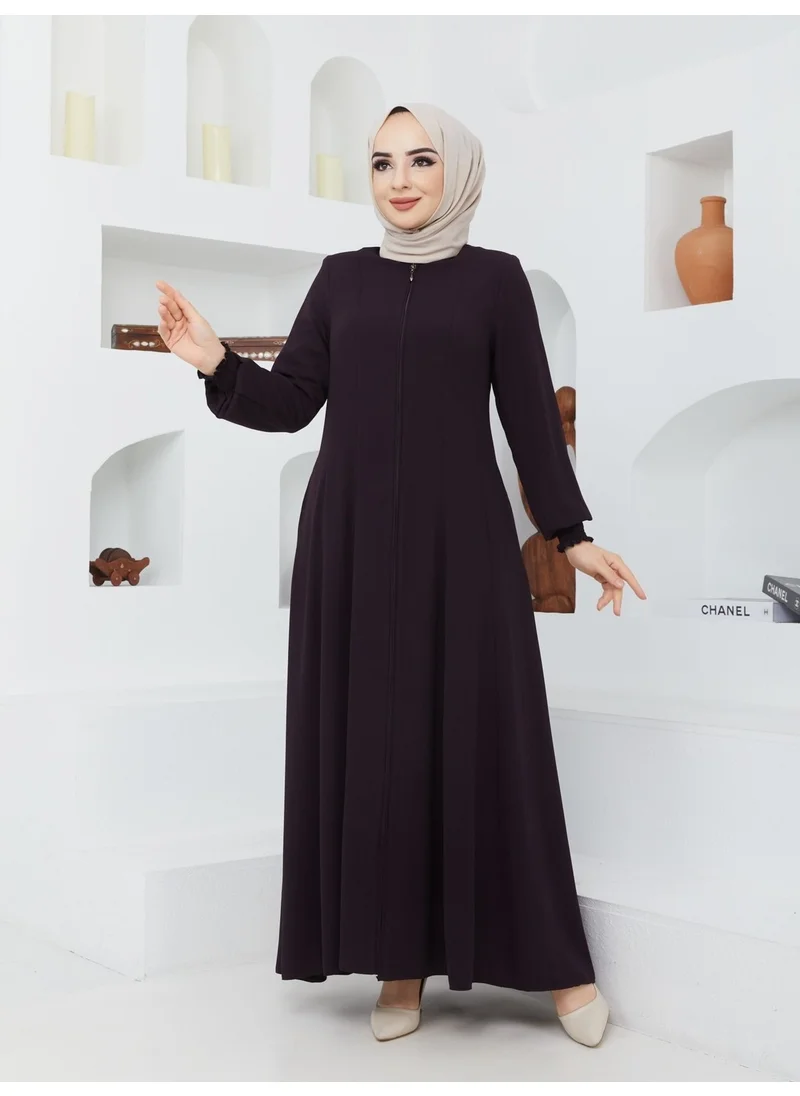 Kmk Kombin KMK Combined Summer Mevlana Model Waist-fitted Flared Fereca Topcoat with Elasticated Sleeves