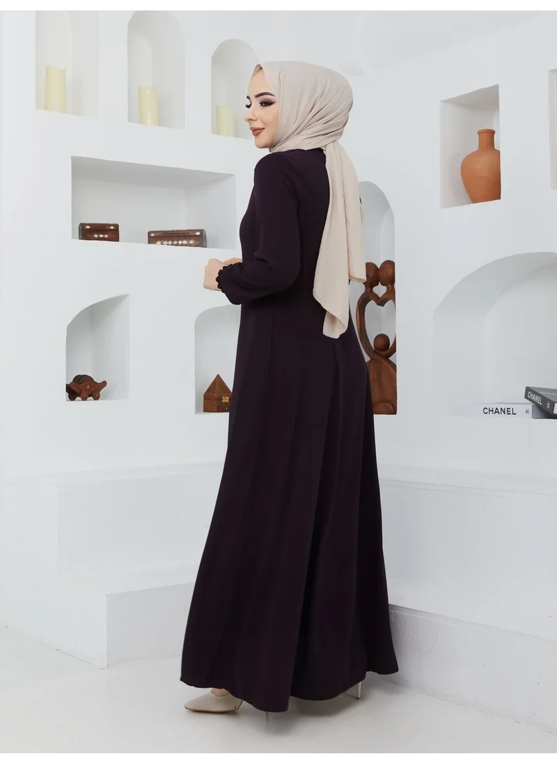 Kmk Kombin KMK Combined Summer Mevlana Model Waist-fitted Flared Fereca Topcoat with Elasticated Sleeves