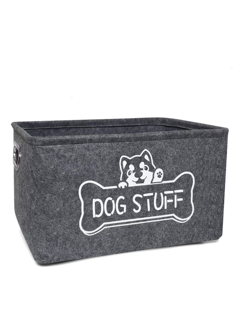 SYOSI - Basket for Dog Toy, Dog Toy Box Felt Pet Storage Basket with Metal Handles, Collapsible Pet Storage Basket, for Organizing Pet Toys and Accessories, Dirt-Resistant Woven Living Room Organizer Bins - Image 1