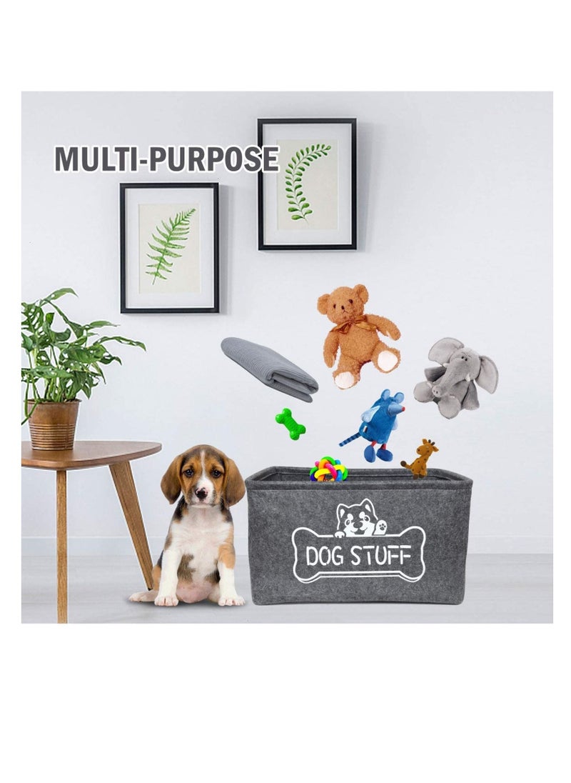SYOSI - Basket for Dog Toy, Dog Toy Box Felt Pet Storage Basket with Metal Handles, Collapsible Pet Storage Basket, for Organizing Pet Toys and Accessories, Dirt-Resistant Woven Living Room Organizer Bins - Image 1