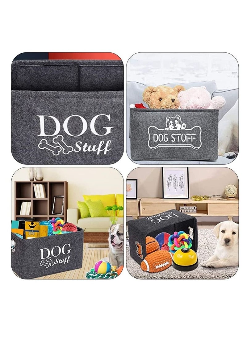 SYOSI - Basket for Dog Toy, Dog Toy Box Felt Pet Storage Basket with Metal Handles, Collapsible Pet Storage Basket, for Organizing Pet Toys and Accessories, Dirt-Resistant Woven Living Room Organizer Bins - Image 1
