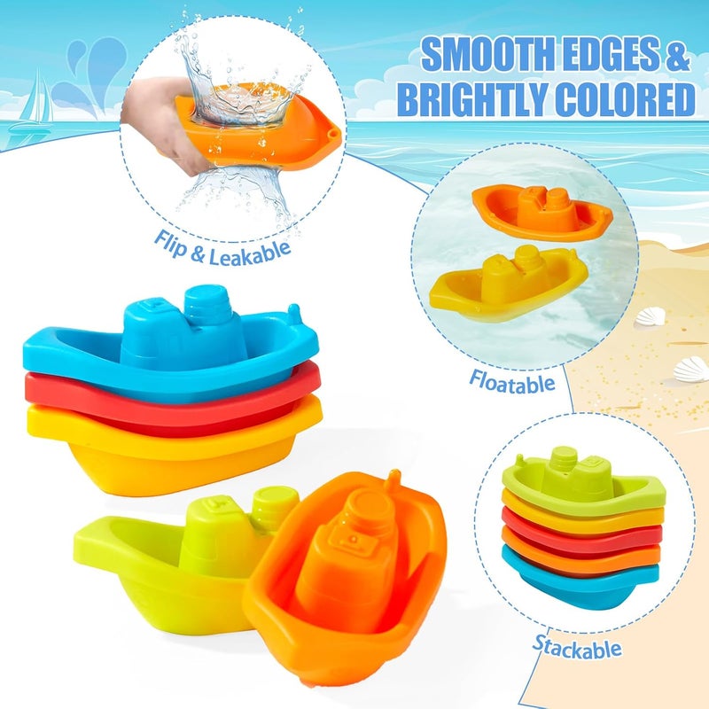 AMCHSURI Baby Bath Toys for Kids Ages 1-3, 11PCS Mold Free Bath Toys for Toddlers with Floating Boats and Spoons, Baby & Toddler Bathtub Water Table Pool Sand Play Toys for Christmas Stocking Stuffers - Image 4
