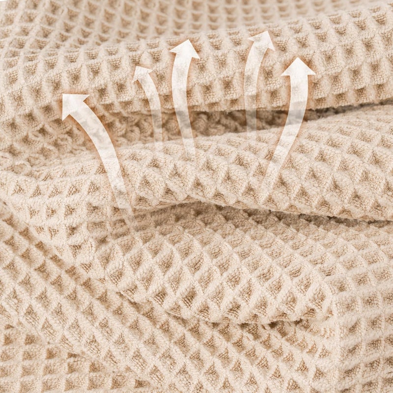 MICROFI New Microfiber Waffle Bath Towels, 2 Pieces, Oversized, Soft, Absorbent, Fast Drying, Lint Free (Champagne) - Image 2