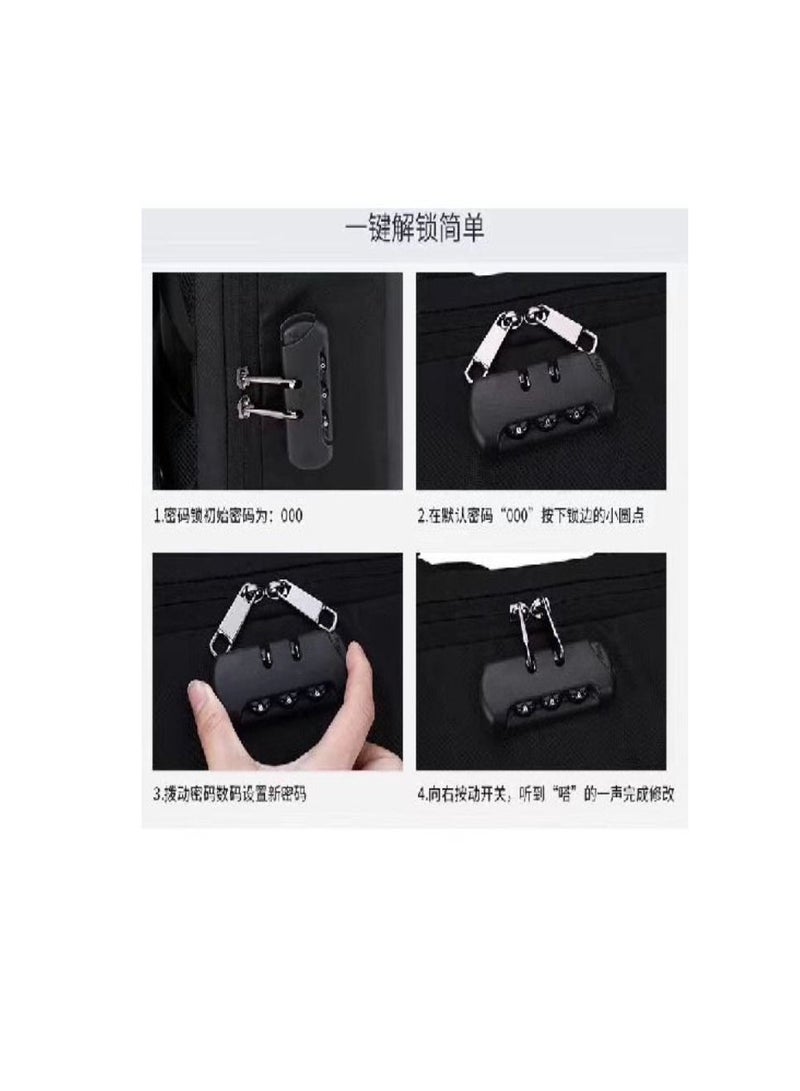 Leather Face Bag Anti-Theft (with A Lock) Design For Travel & Trip Bag + USB PORT  - Image 3