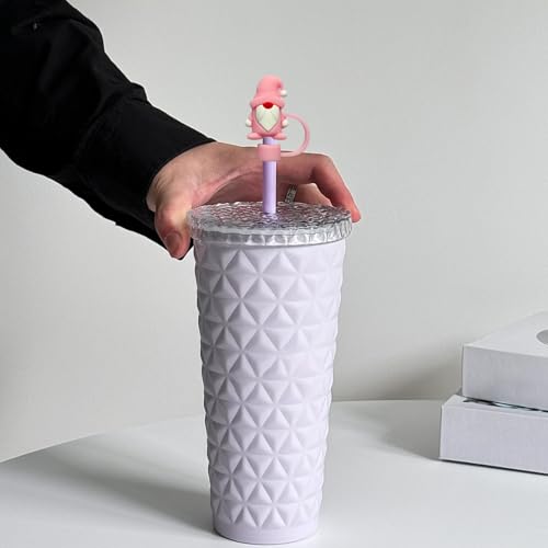 LYLYNB Silicone Heart Shape Lip Dwarf Designs 10mm 0.4in Reusable Straw Toppers, Cute Pink Straw Lids Protectors, 4Pcs - Image 3