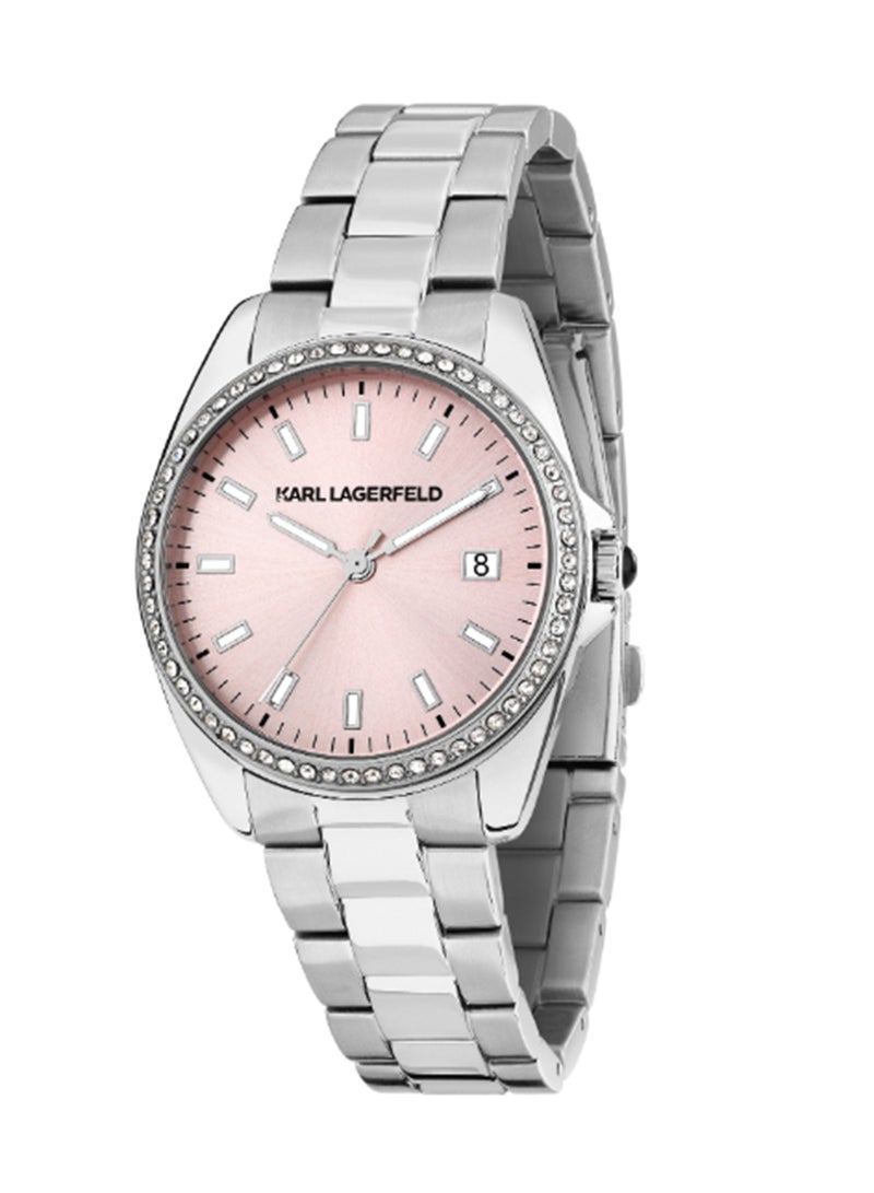 Karl Lagerfeld Women's 35MM Pink, Sunray Dial Stainless Steel Watch - R0553101512 - Image 1