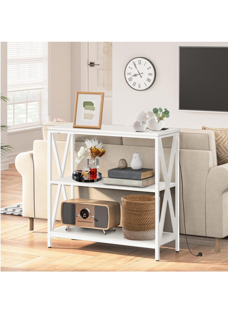 Chulovs - Console Table with Power Outlet Adjustable Sofa Table with Storage Shelf and Entryway Table for Couch Hallway Entrance Living Room - Image 1