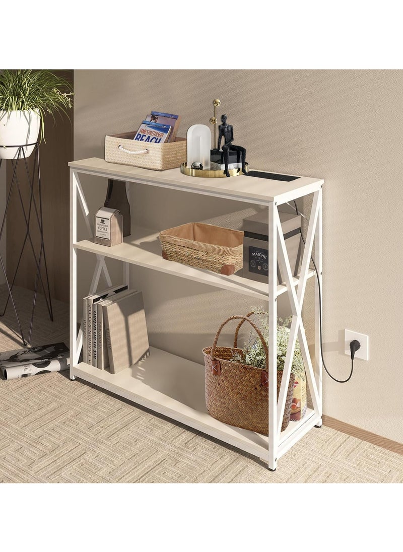 Chulovs - Console Table with Power Outlet Adjustable Sofa Table with Storage Shelf and Entryway Table for Couch Hallway Entrance Living Room - Image 1