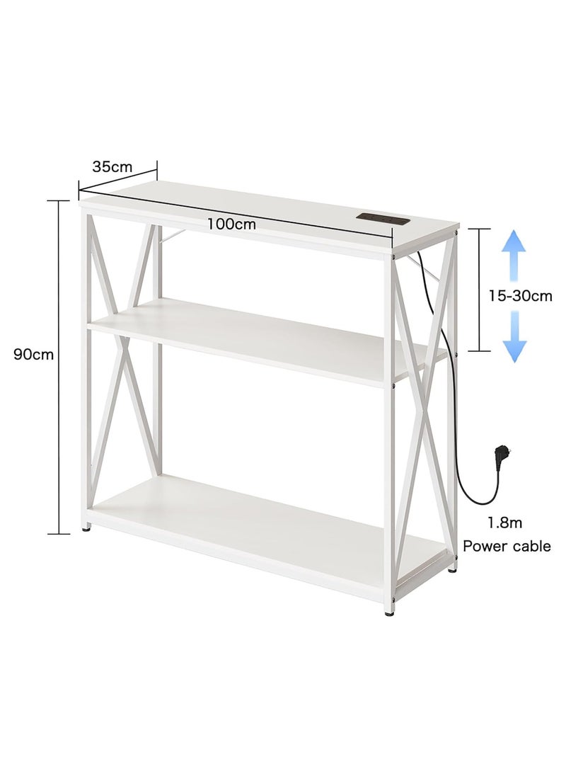 Chulovs - Console Table with Power Outlet Adjustable Sofa Table with Storage Shelf and Entryway Table for Couch Hallway Entrance Living Room - Image 1