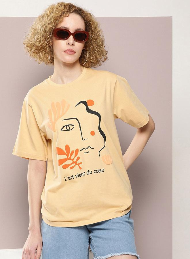 ديلينجر تيشيرت فضفاض مطبع بطبعة جرافيك - Image 1