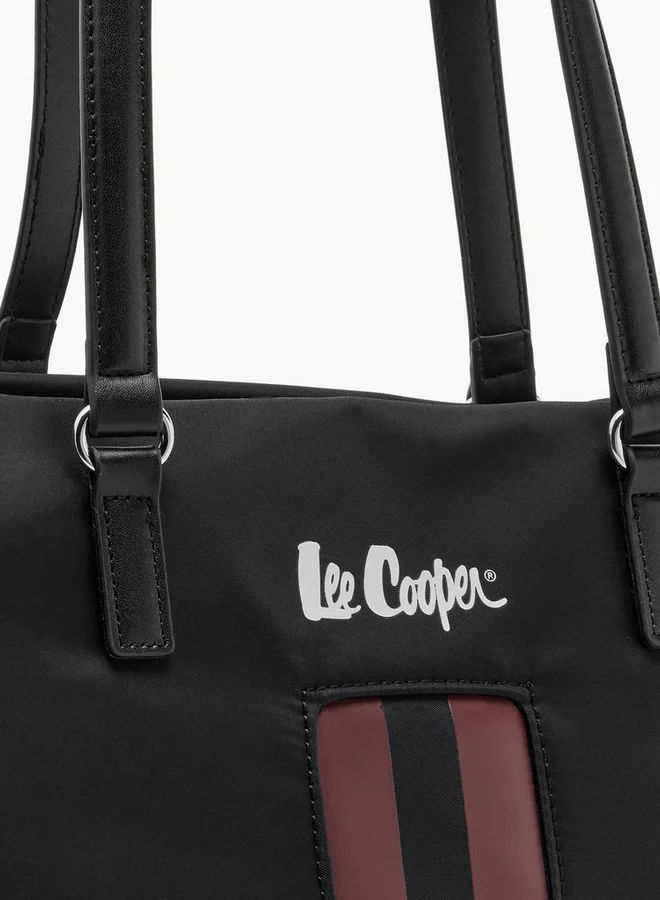 Lee Cooper Women's Logo Print Tote Bag with Double Handles and Zip Closure