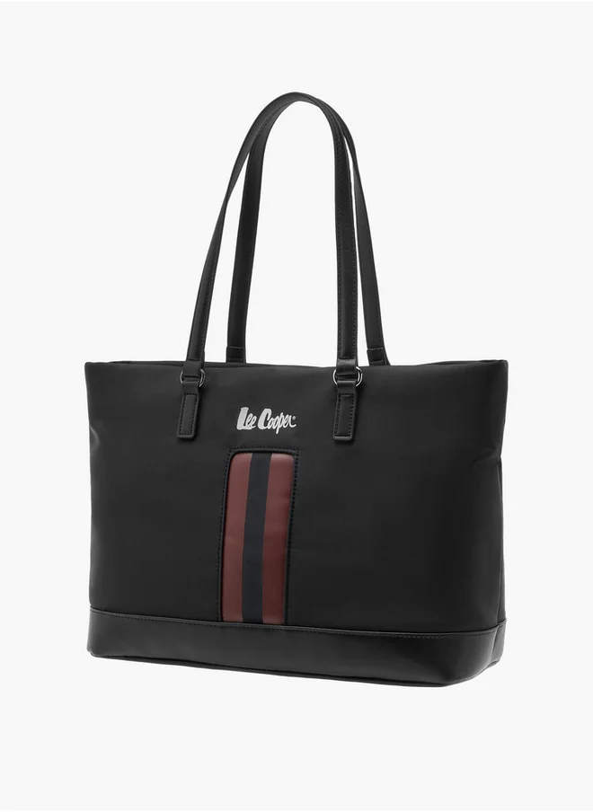 Lee Cooper Women's Logo Print Tote Bag with Double Handles and Zip Closure