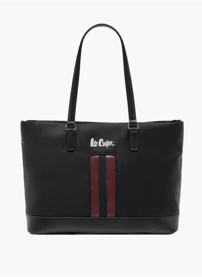 Lee Cooper Women's Logo Print Tote Bag with Double Handles and Zip Closure