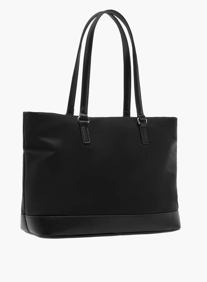 Lee Cooper Women's Logo Print Tote Bag with Double Handles and Zip Closure