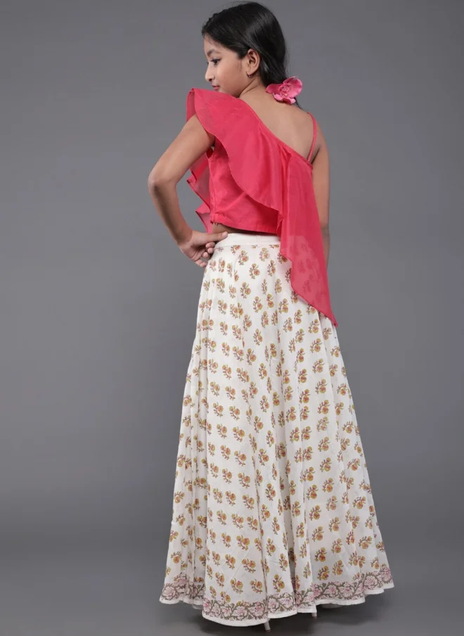 AKS Pink Silk Lehenga Choli for Girls