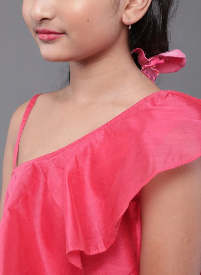 AKS Pink Silk Lehenga Choli for Girls