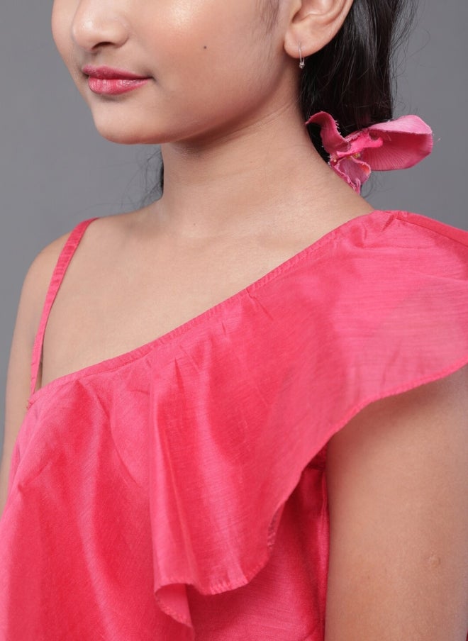 AKS Pink Silk Lehenga Choli for Girls - Image 2