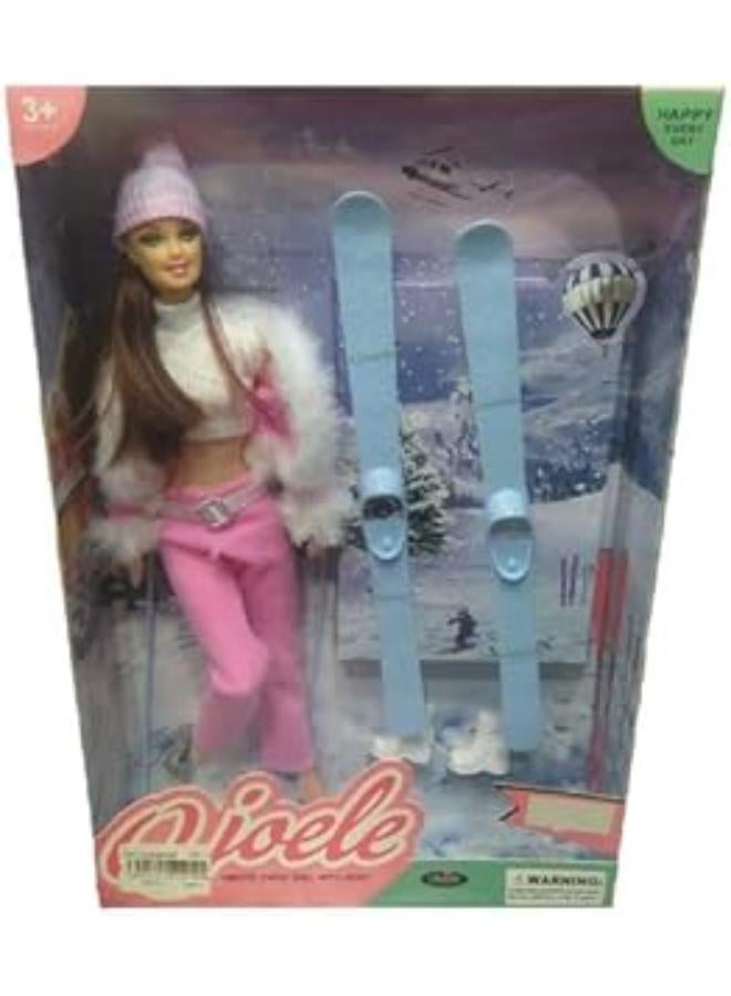 عروس الموضة مع لوح التزلج والإكسسوارات 8 قطع