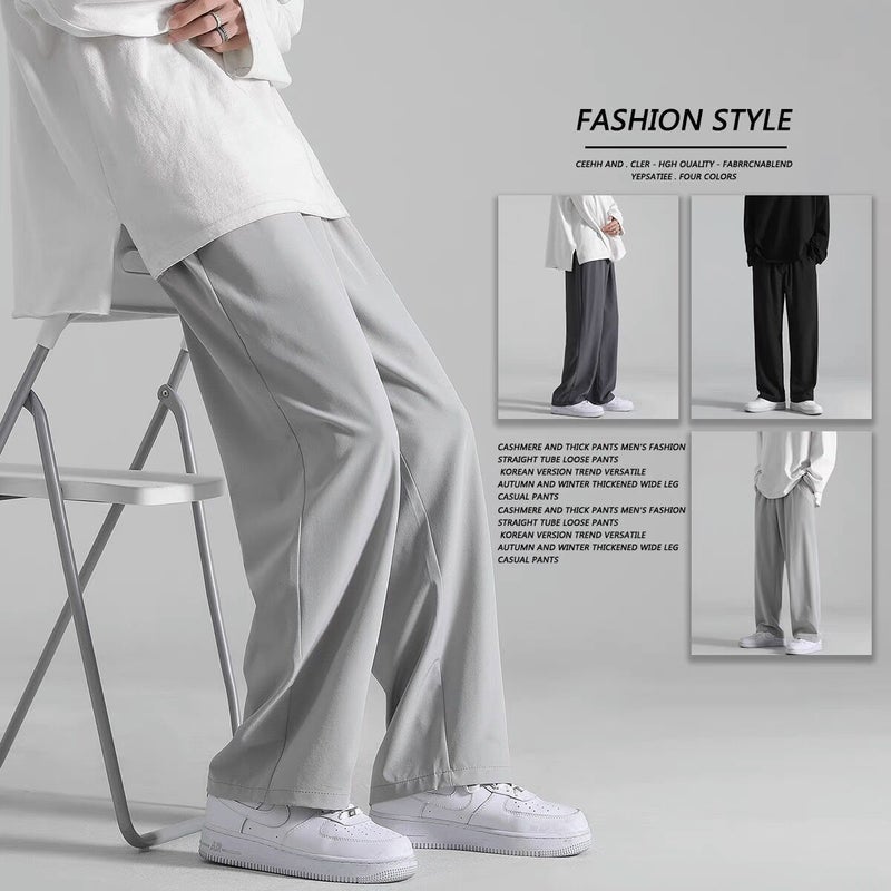 Ice Silk Pants Men'S Summer Thin Trendy Brand Loose Straight Cool Quick-Drying Wide Leg Boys Draps Casual Pants - Image 2