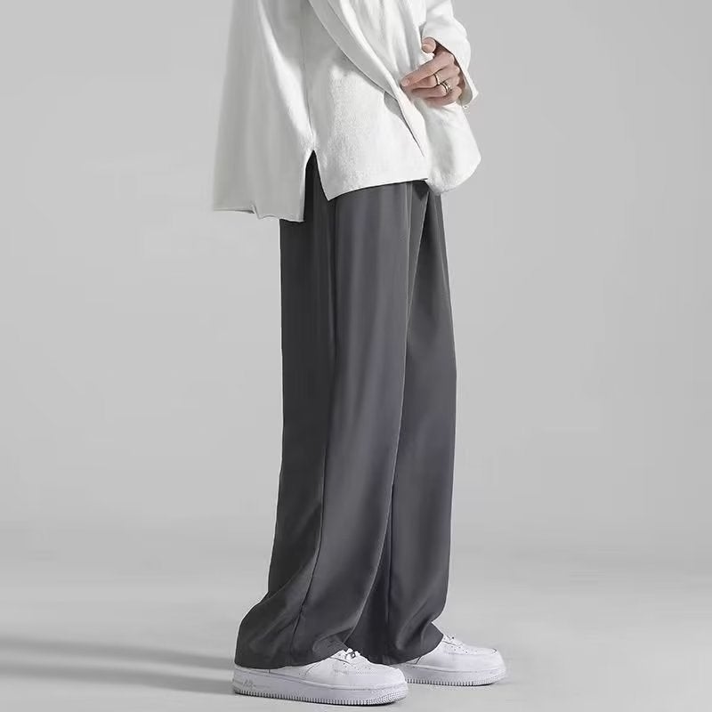 Ice Silk Pants Men'S Summer Thin Trendy Brand Loose Straight Cool Quick-Drying Wide Leg Boys Draps Casual Pants - Image 5
