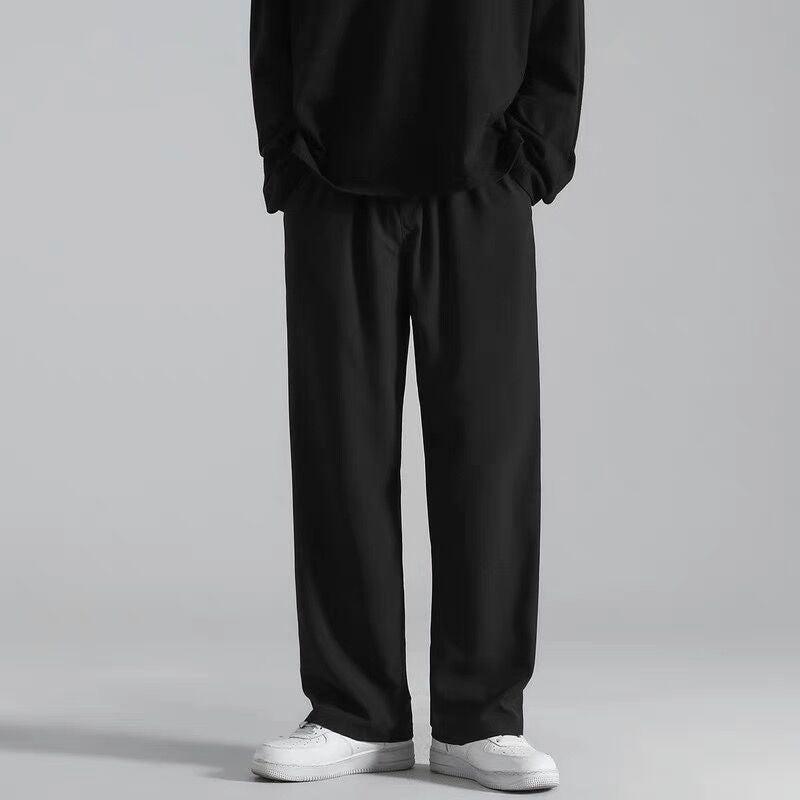Ice Silk Pants Men'S Summer Thin Trendy Brand Loose Straight Cool Quick-Drying Wide Leg Boys Draps Casual Pants - Image 4