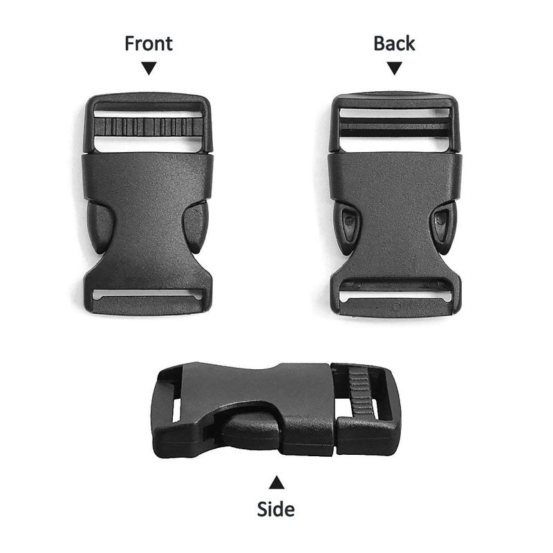 Petutu 20Pack Plastic Buckles 1 Inch Quick Side Release Buckles for Backpack Webbing Belt (Black) - Image 2