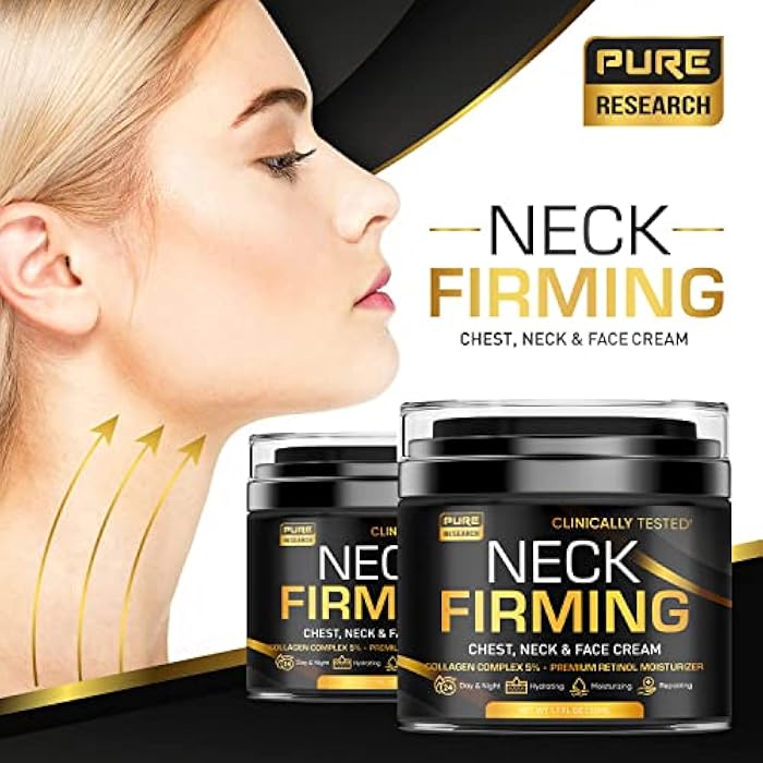 PURE RESEARCH Neck Firming Cream - Anti Wrinkle Cream Day & Night Face Neck and Décolleté Cream - Moisturizing, Lifting & Hydrating - Image 2