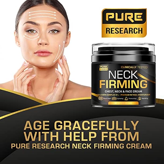PURE RESEARCH Neck Firming Cream - Anti Wrinkle Cream Day & Night Face Neck and Décolleté Cream - Moisturizing, Lifting & Hydrating - Image 5